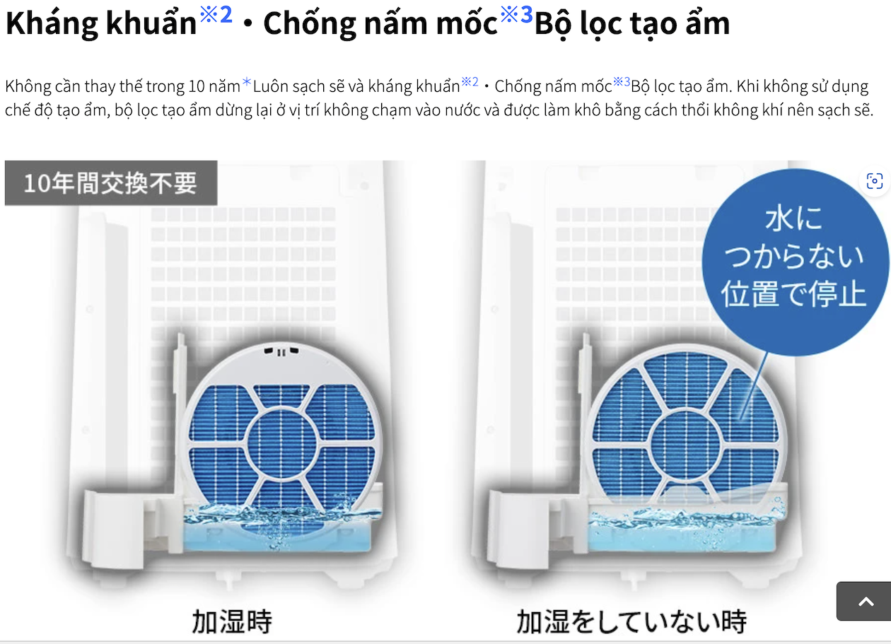 Máy lọc không khí, bù ẩm Sharp KC-T50-W