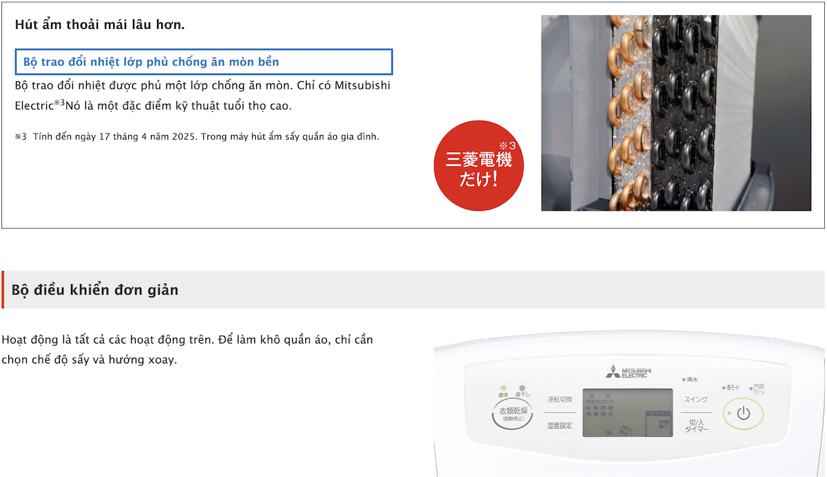 H&Igrave;NH ẢNH THỰC TẾ M&Aacute;Y H&Uacute;T ẨM MITSUBISHI MJ-P180YX-W TẠI JAPANSHOP.THT