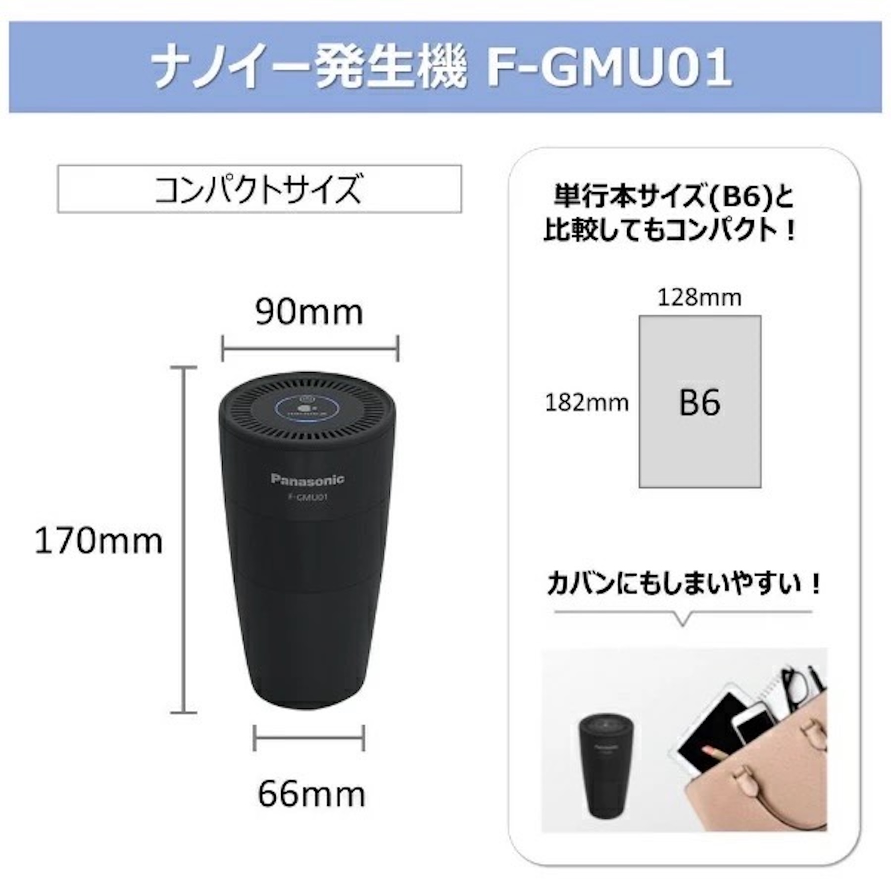 Máy Lọc Không Khí Panasonic F-GMU01-K Nội Địa Nhật - Nanoe X 4.8 Nghìn Tỷ, Dùng Ô Tô & Để Bàn