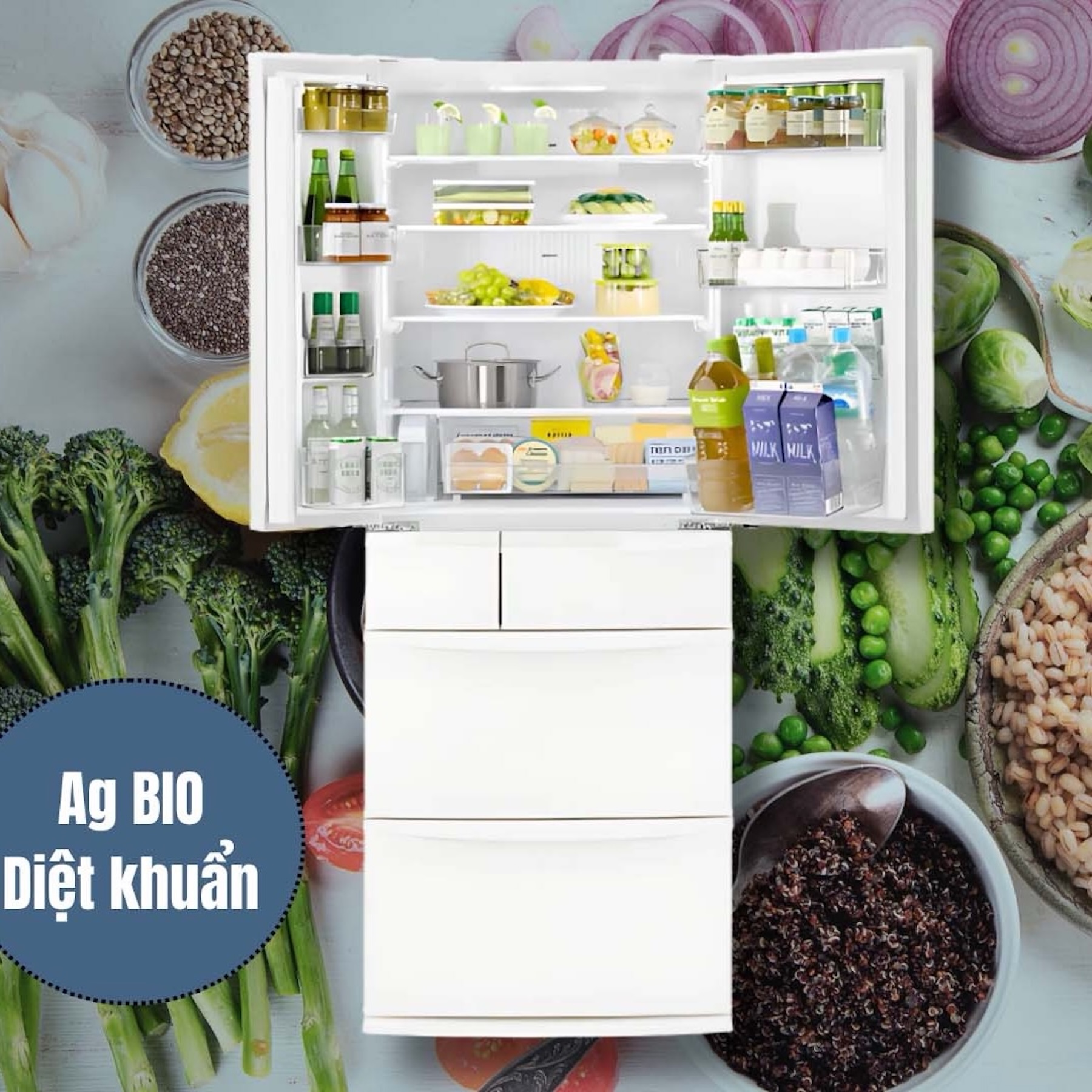 Tủ Lạnh Nội Địa Nhật Panasonic NR-FVF45S2 451L – 6 Cửa Đôi Siêu Mỏng 63cm | japanshopTHT.vn