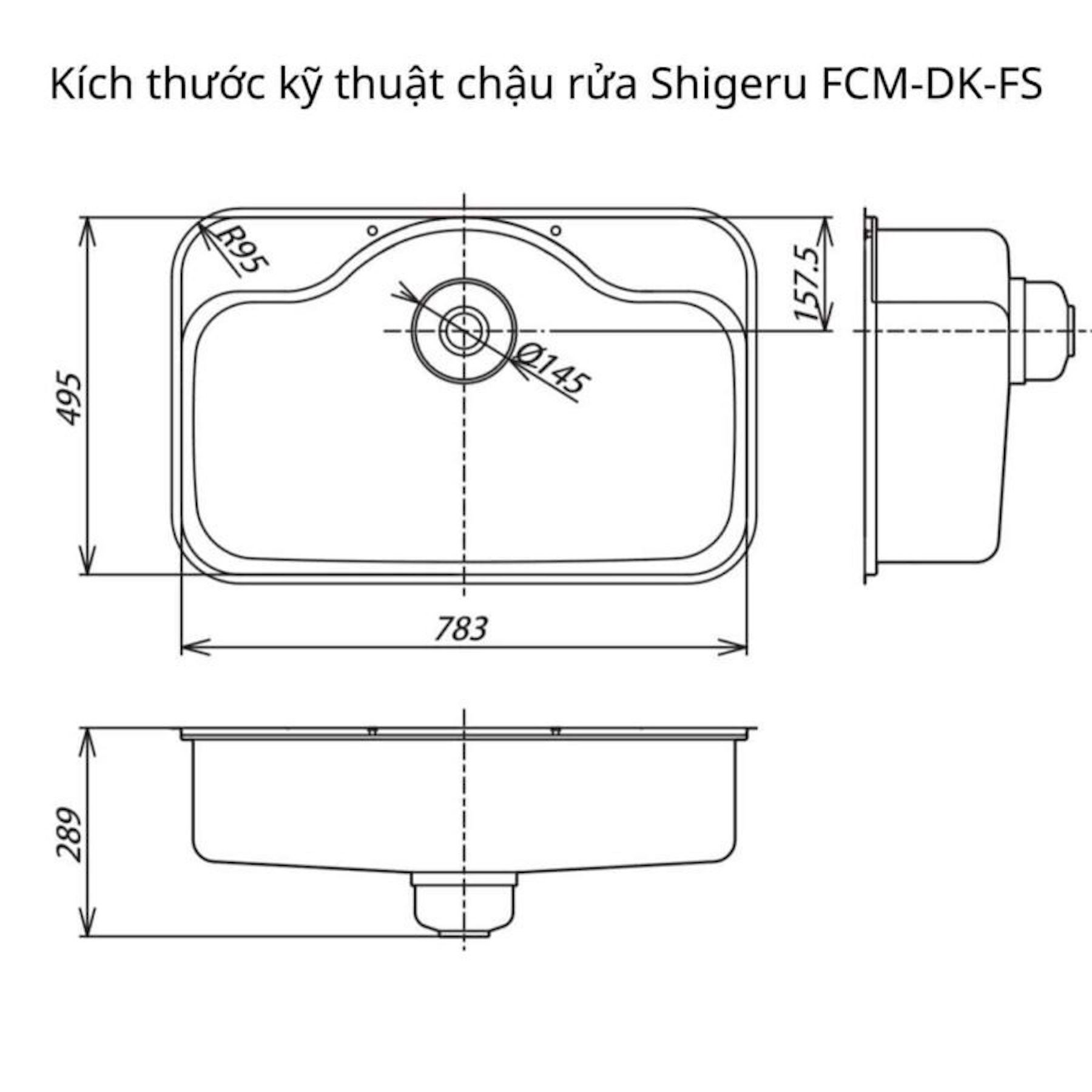 Chậu Rửa Bát Shigeru FCM-DK FS Một Hố Nội Địa Nhật – Inox SUS304, Chống Ồn Chuẩn Nhật | japanshopTHT.vn