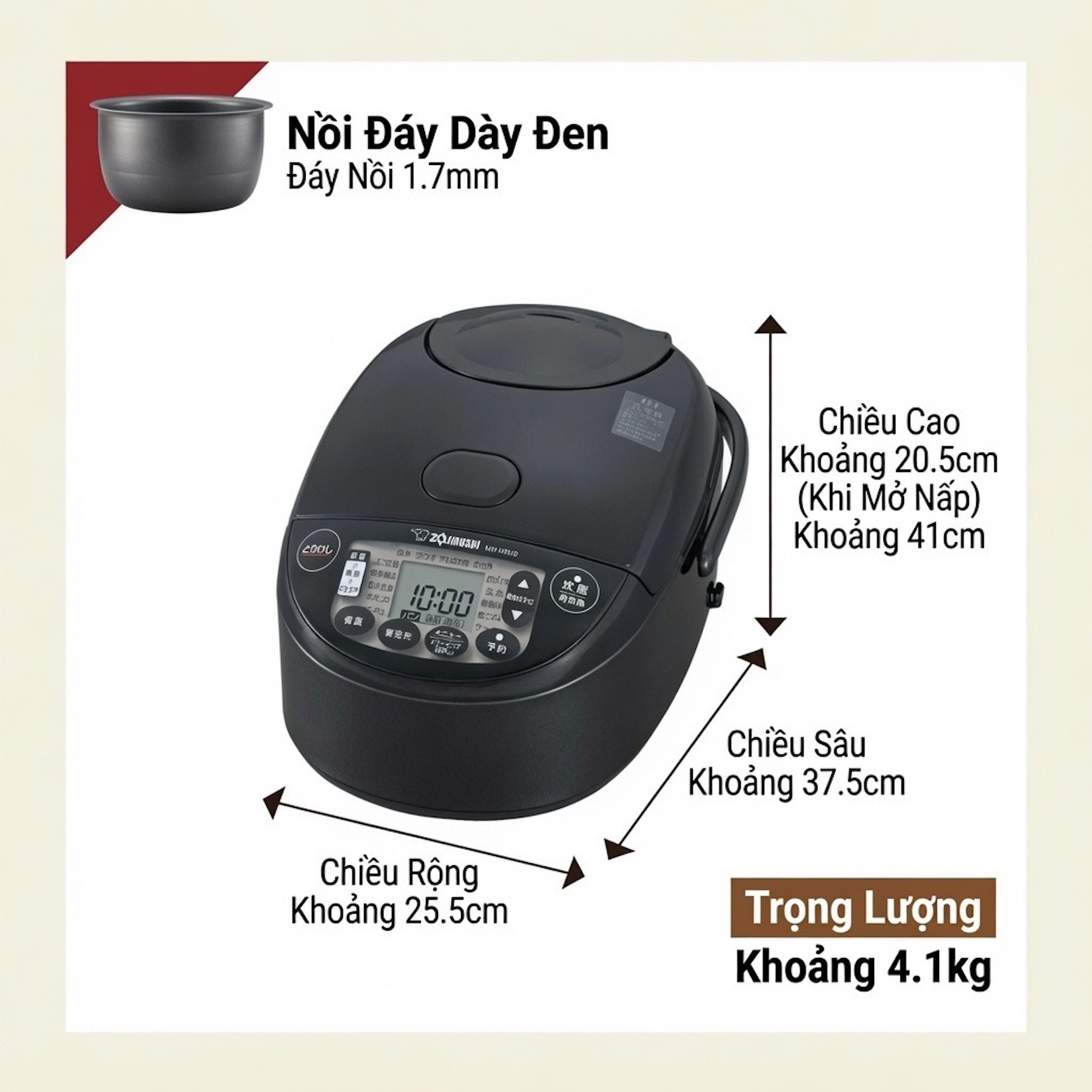 Nồi Cơm Điện Zojirushi NW-VR10-BA Cao Tần IH Nội Địa Nhật – Giá Tốt Tại japanshopTHT.vn